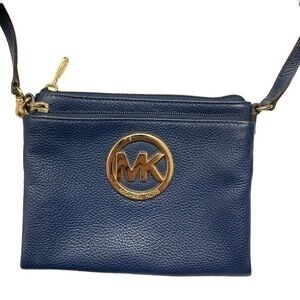 Michael kors blue leather crossbody bag